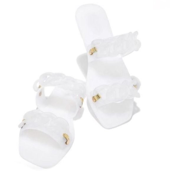 !! NEW !! Jelly Slide Sandals with Chain Detail in Matte White - Picture 2 of 11